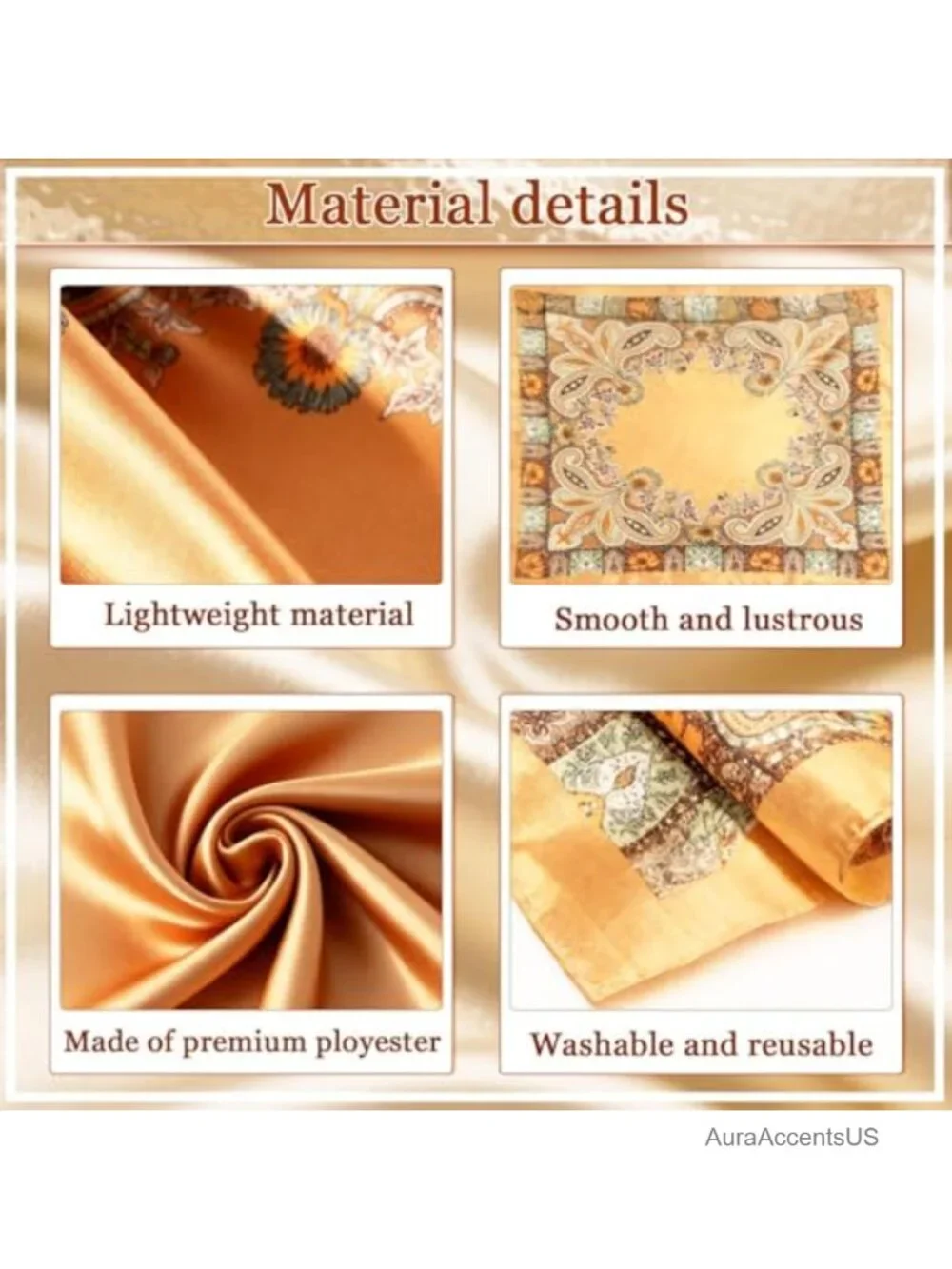 Silk-Like Square Fashion Bandana Headscarf for Women
